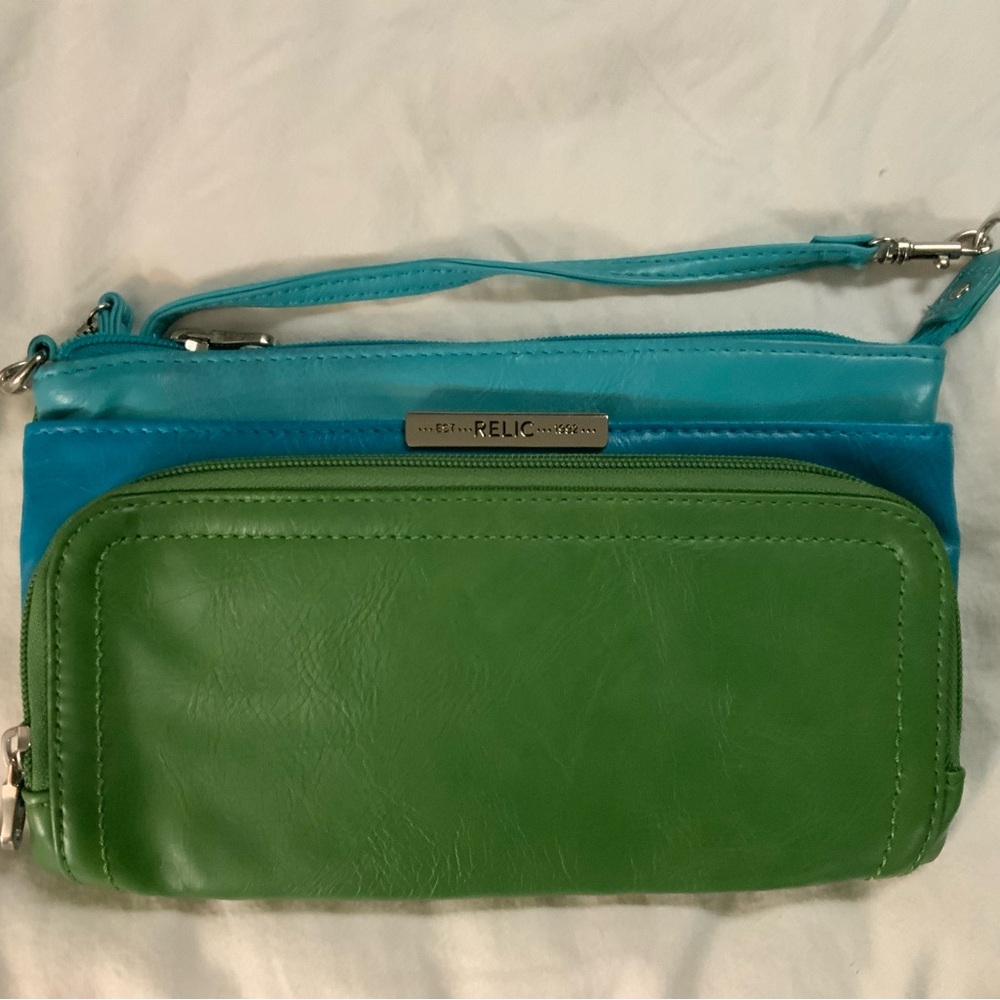 Relic Two-Tone Green and Blue Clutch